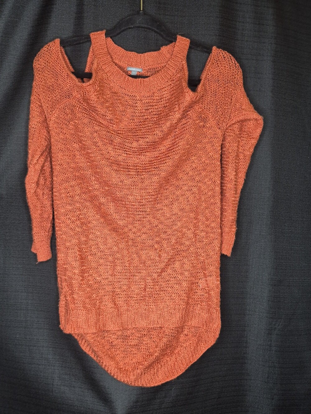 Orange Cold-Shoulder Knit Sweater
